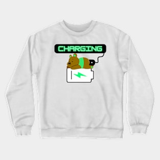Charging Low Battery Bear Funny Crewneck Sweatshirt